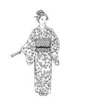 A coloring page of japanese clothing
